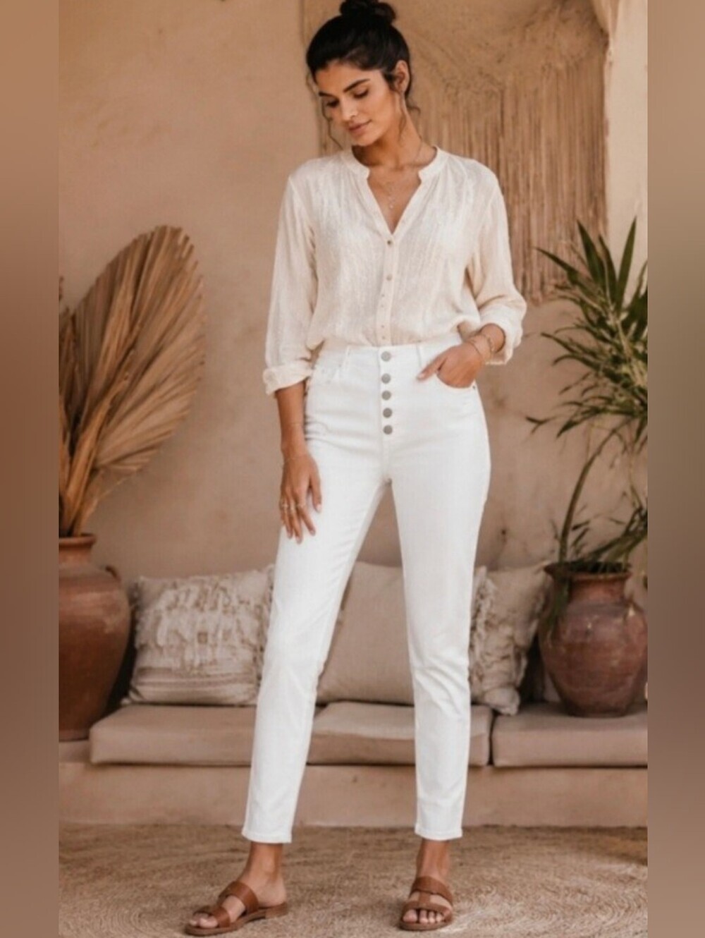 Banana Republic High Rise Sculpt Skinny Jeans White Button Fly sz 34/18 NWT $110